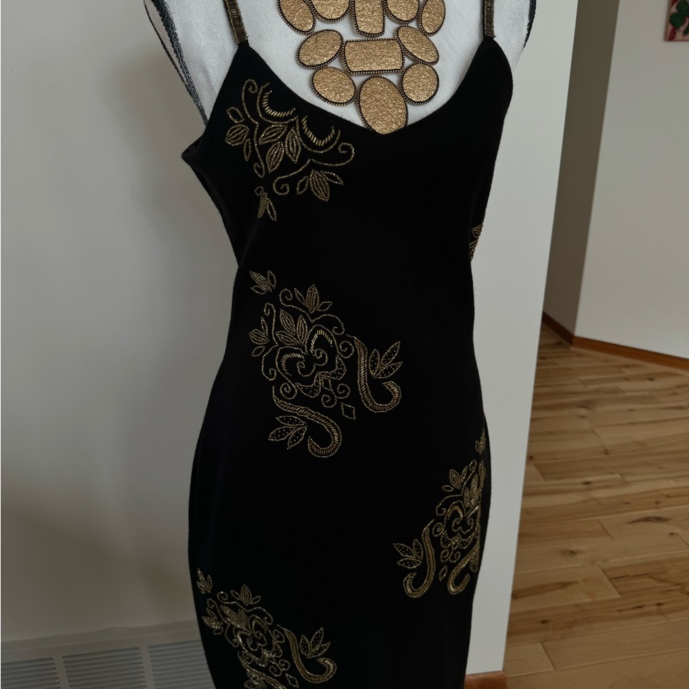 Night out dress black gold spaghetti straps - Picture 9 of 12